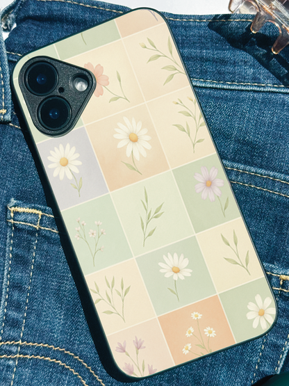 Sage Check Premium Glass Back Cover For iPhone 11,12,13,14,15,16 Models
