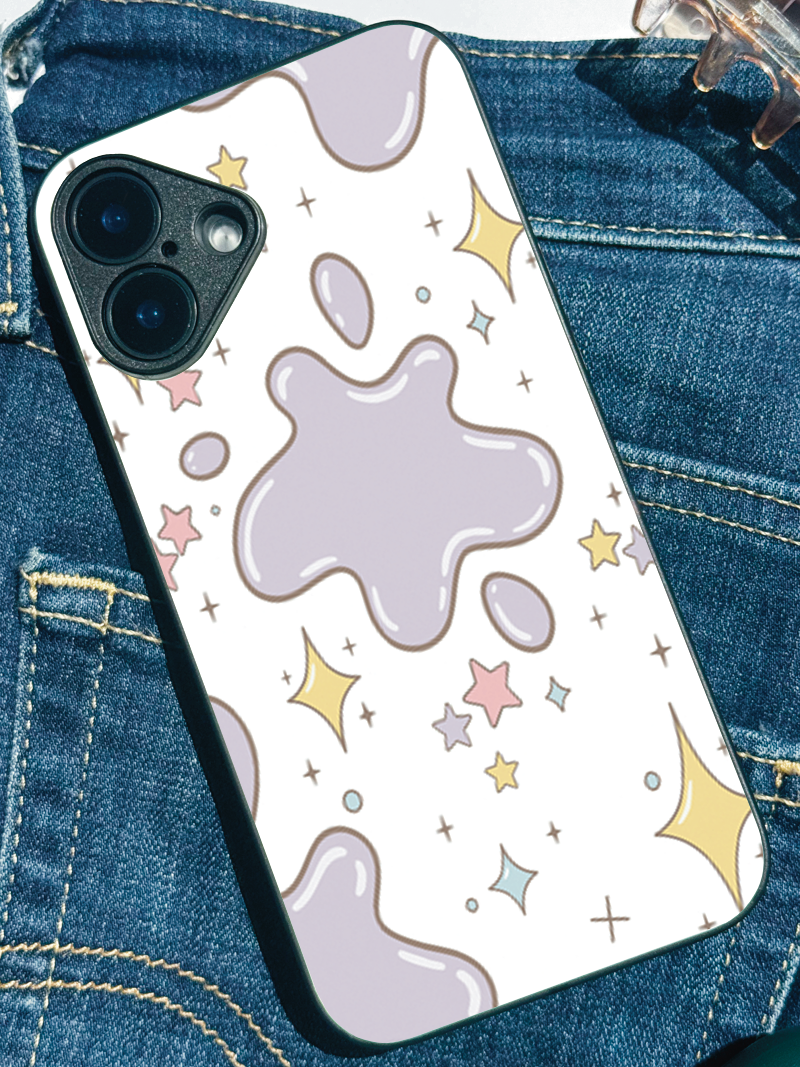 Starry Splash Premium Glass Back Cover For iPhone 11,12,13,14,15,16 Models