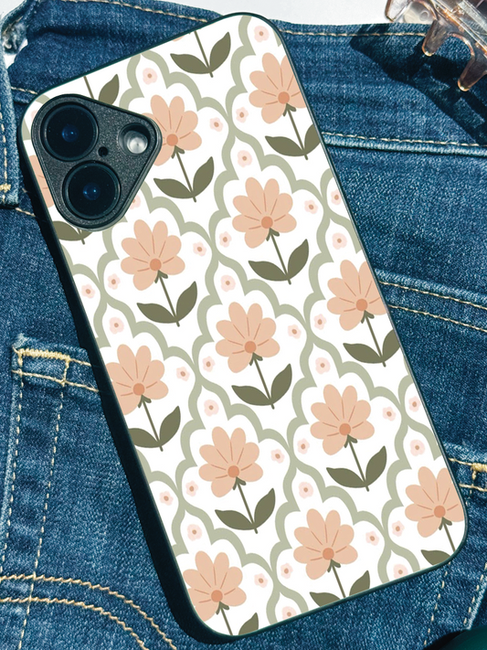 Pastel Petals Premium Glass Back Cover For iPhone 11,12,13,14,15,16,17 Models