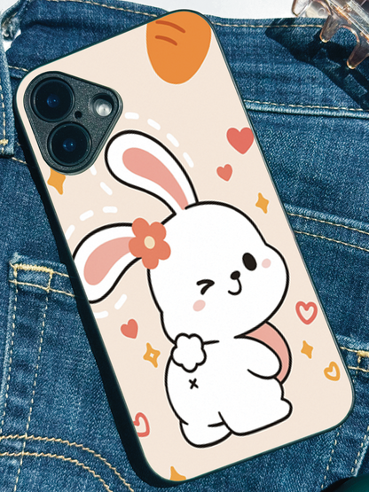 Bunny Pooh Premium Glass Back Cover For iPhone 11,12,13,14,15,16 Models