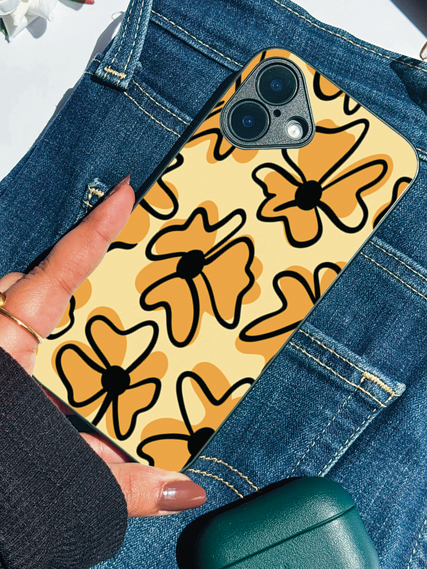 Crayon Petals Premium Glass Back Cover For iPhone 11,12,13,14,15,16 Models