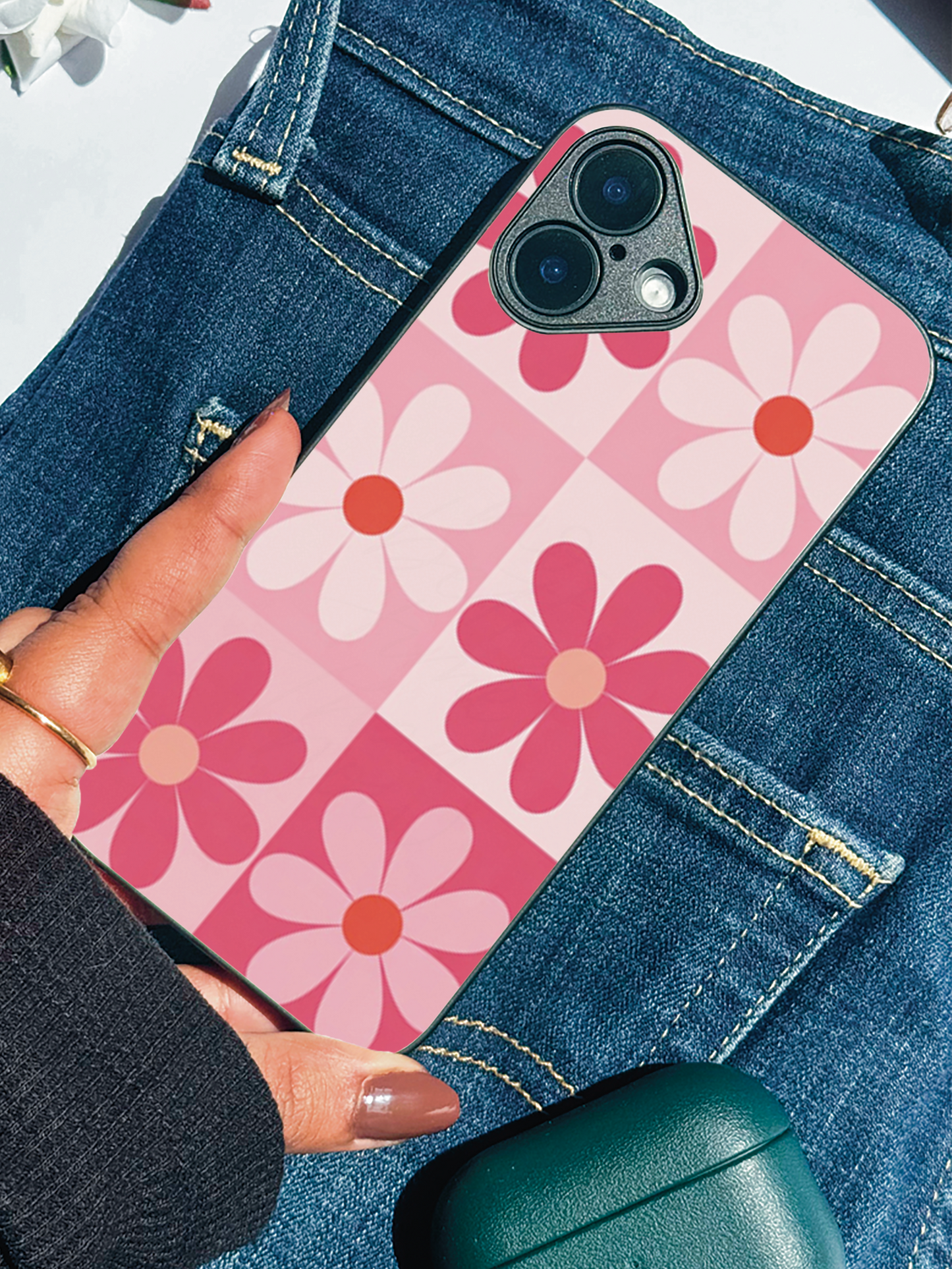 Floral Funk Premium Glass Back Cover For iPhone 11,12,13,14,15,16 Models