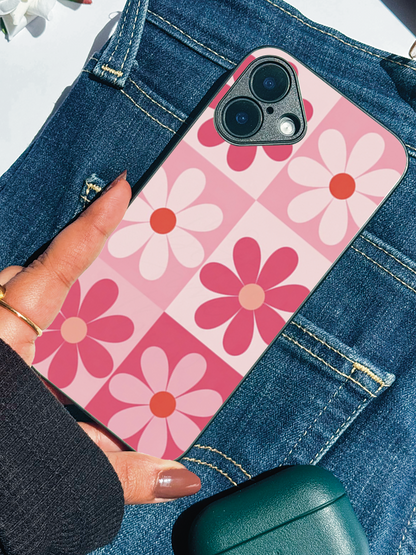 Floral Funk Premium Glass Back Cover For iPhone 11,12,13,14,15,16 Models