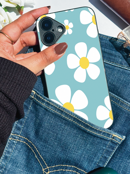 Daisy in Sea Premium Glass Back Cover For iPhone 11,12,13,14,15,16 Models