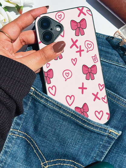 XOXO Bows Premium Glass Back Cover For iPhone 11,12,13,14,15,16 Models