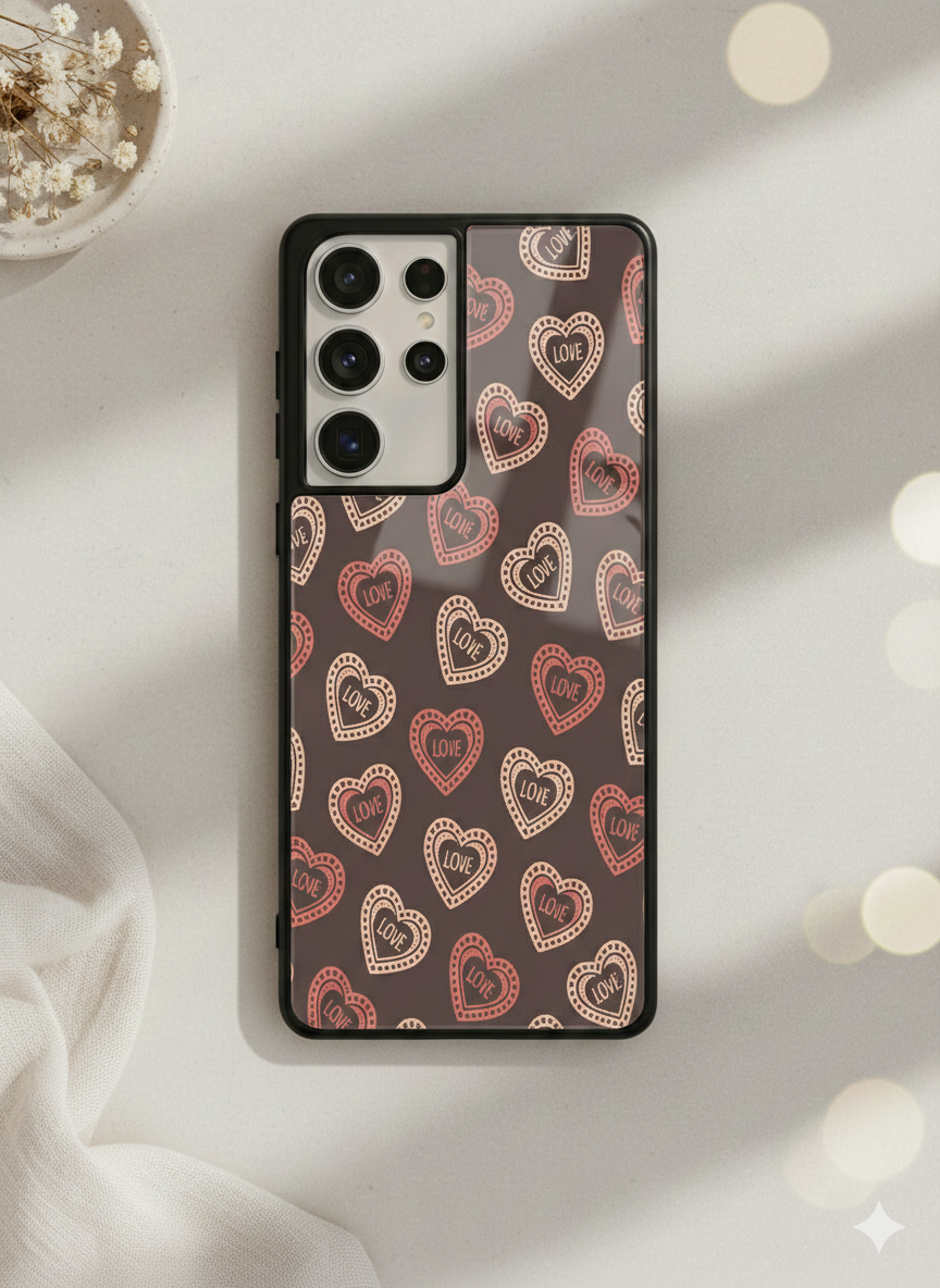 Hearts Graffiti Era Premium Glass Back Cover For Galaxy S, A, M & F Series