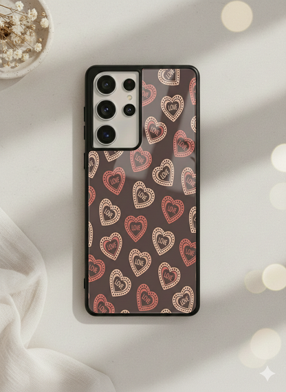 Hearts Graffiti Era Premium Glass Back Cover For Galaxy S, A, M & F Series