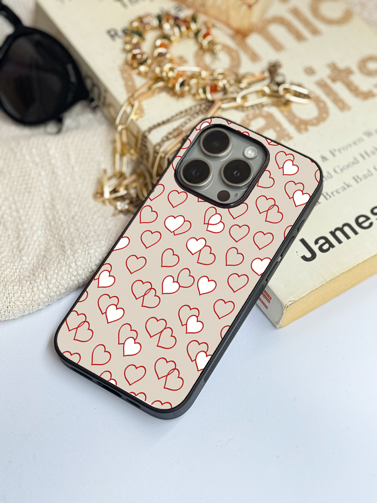 Puzzled Hearts Premium Glass Back Cover For iPhone 11,12,13,14,15,16 Models