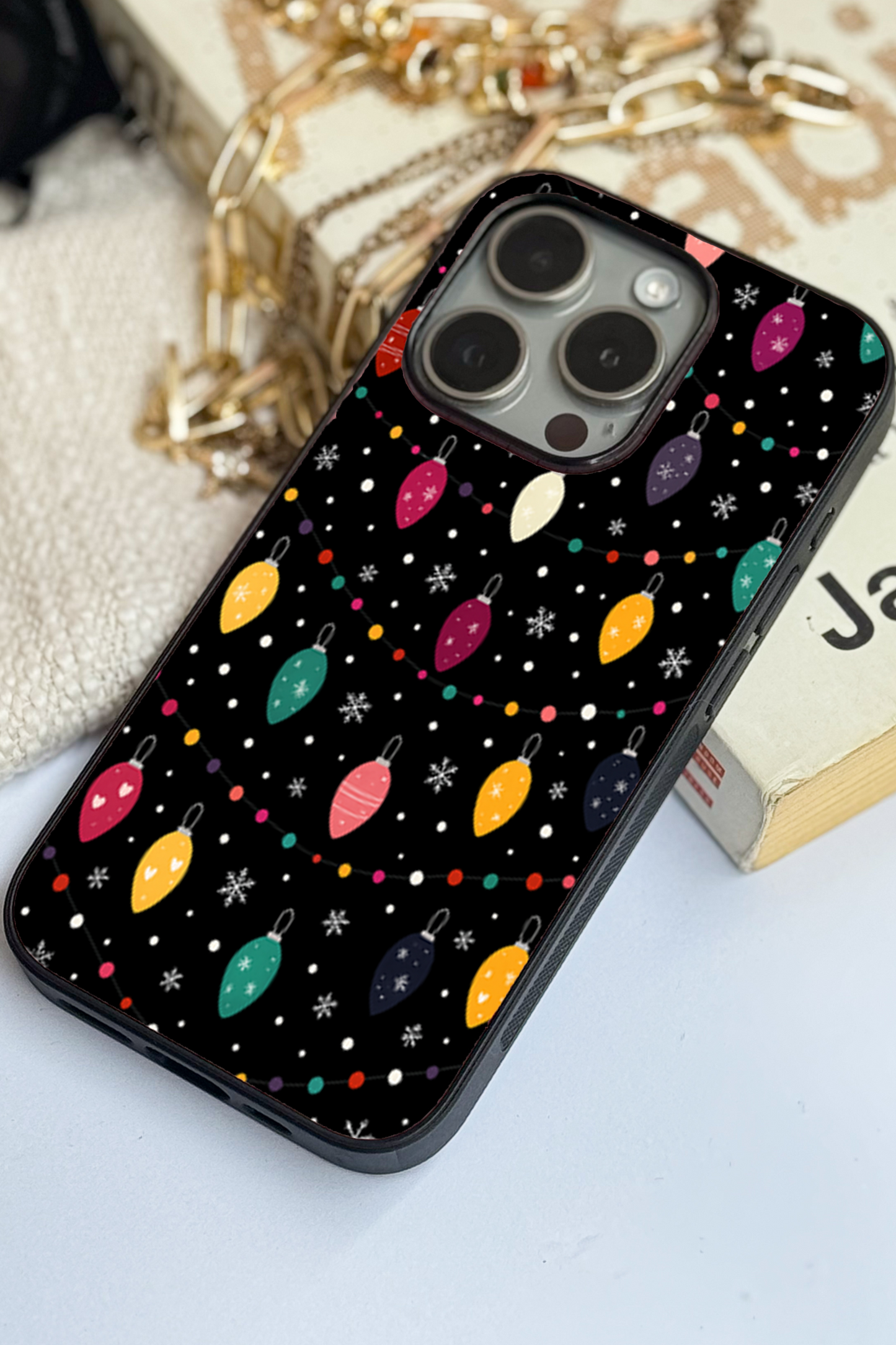 Cute Aesthetic Lights Premium Glass Back Cover For iPhone 11,12,13,14,15,16 Models