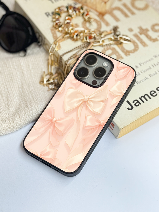 Silky Bows Sketch Premium Glass Back Cover For iPhone 11,12,13,14,15,16 Models