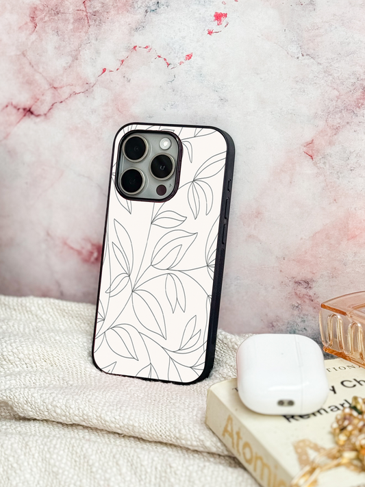 The Petal Sketch Premium Glass Back Cover For iPhone 11,12,13,14,15,16 Models