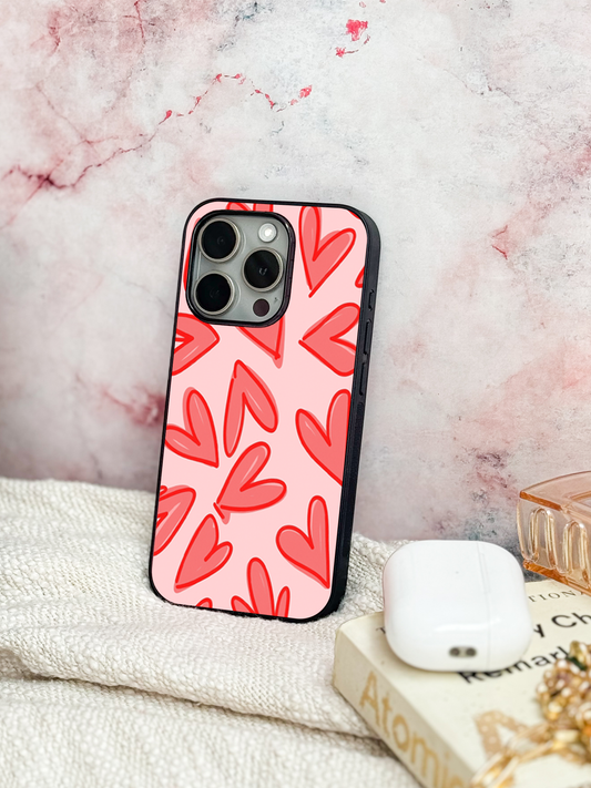 Love Doodles  Premium Glass Back Cover For iPhone 11,12,13,14,15,16 Models