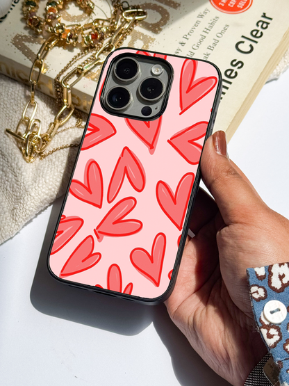 Love Doodles  Premium Glass Back Cover For iPhone 11,12,13,14,15,16 Models