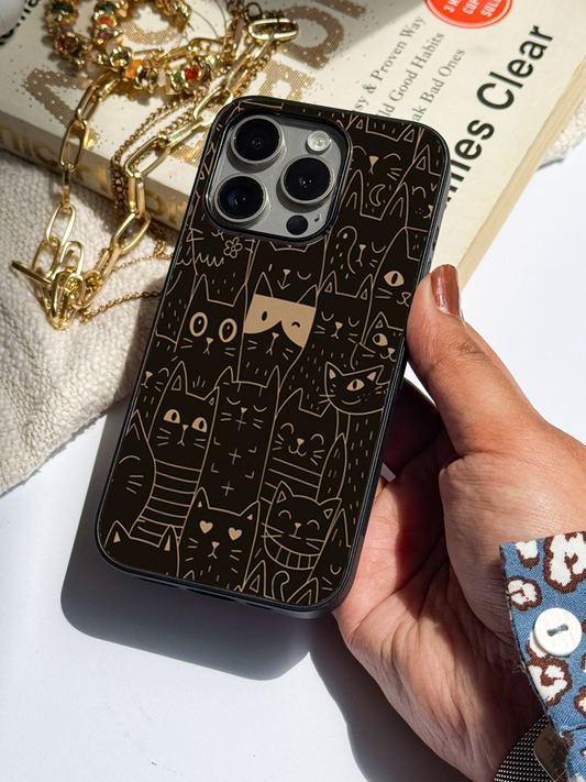 Meow You Too Premium Glass Back Cover For iPhone 11,12,13,14,15,16 Models