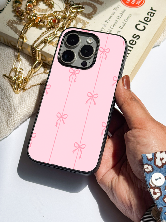Bows String Stripes Sketch Premium Glass Back Cover For iPhone 11,12,13,14,15,16 Models