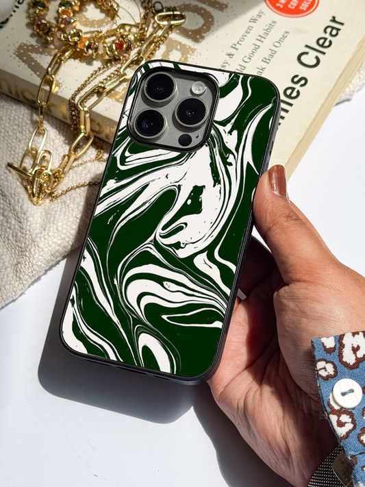 Grassy Marble   Premium Glass Back Cover For iPhone 11,12,13,14,15,16 Models