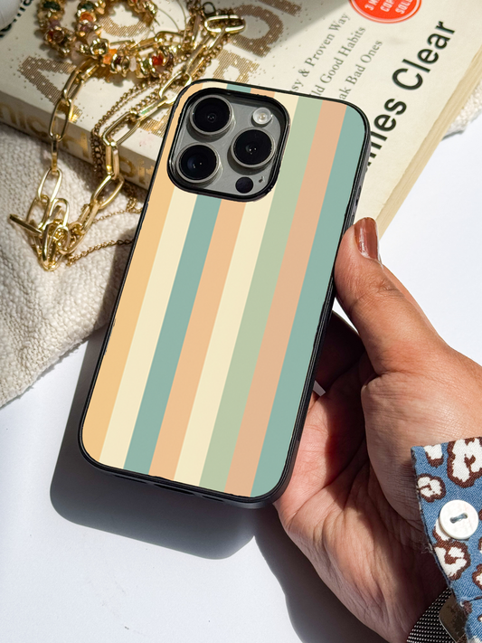 Abstract strips Premium Glass Back Cover For iPhone 11,12,13,14,15,16 Models