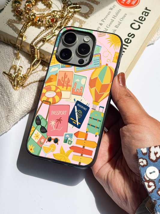 I love Travelling  Premium Glass Back Cover For iPhone 11,12,13,14,15,16 Models