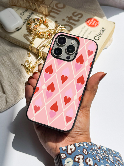 Hearts Play Premium Glass Back Cover For iPhone 11,12,13,14,15,16 Models