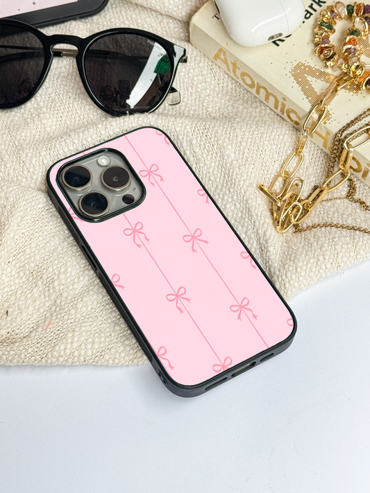 Bows String Stripes Sketch Premium Glass Back Cover For iPhone 11,12,13,14,15,16 Models