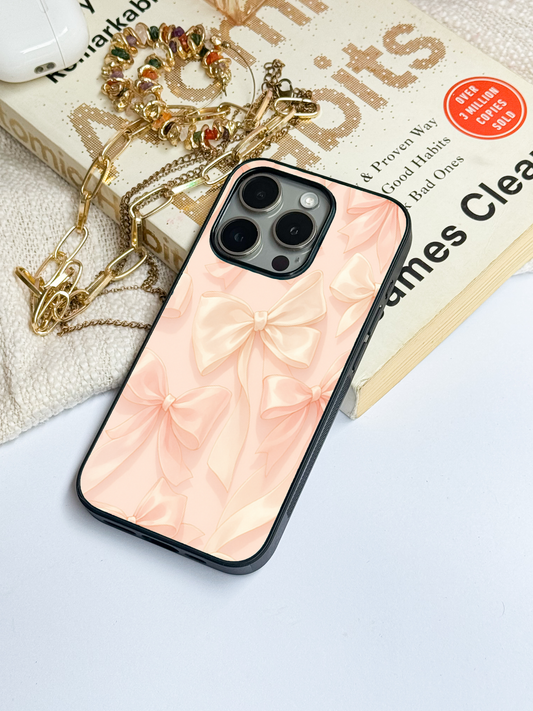 Silky Bows Sketch Premium Glass Back Cover For iPhone 11,12,13,14,15,16 Models