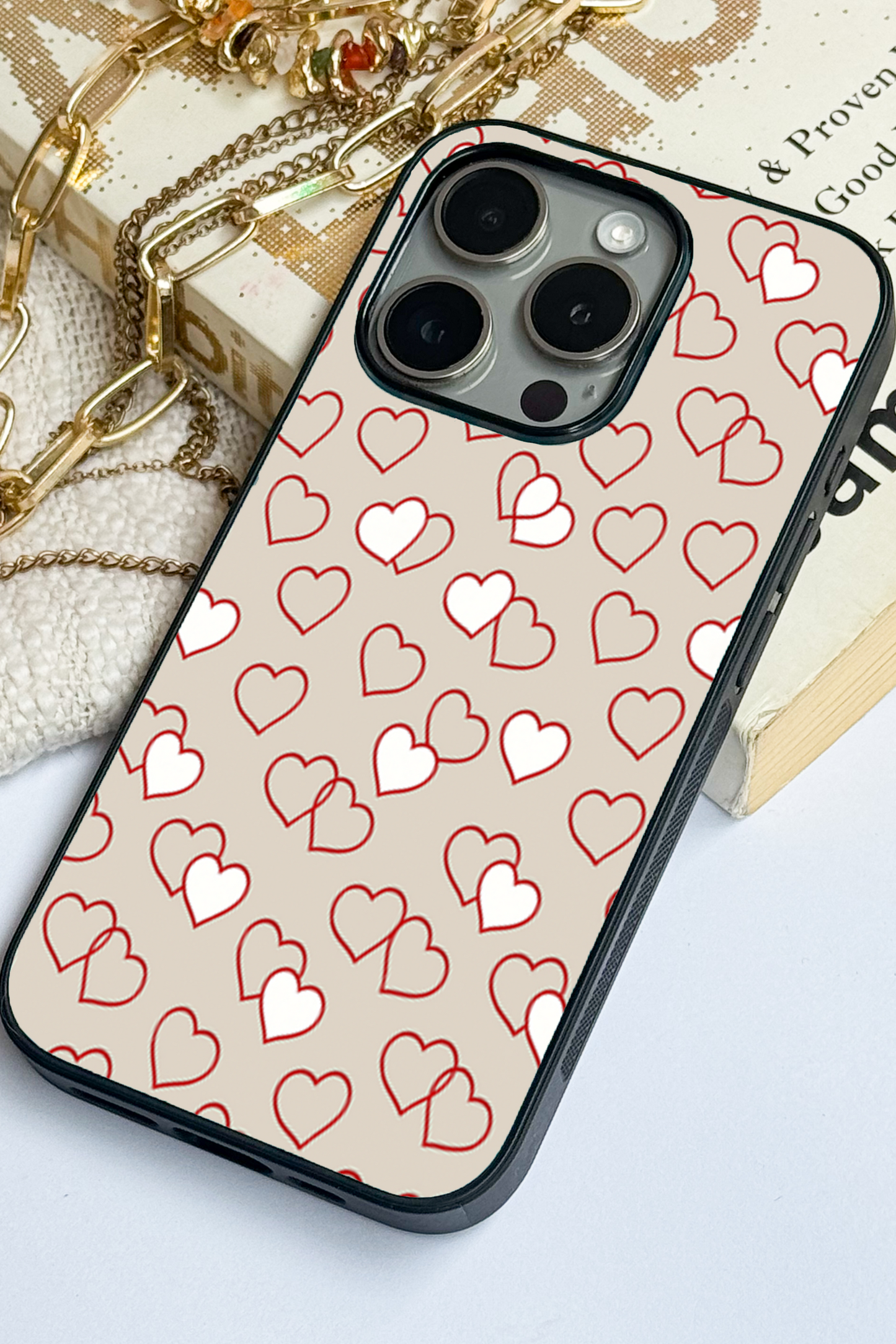 Puzzled Hearts Premium Glass Back Cover For iPhone 11,12,13,14,15,16 Models