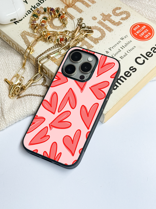 Love Doodles  Premium Glass Back Cover For iPhone 11,12,13,14,15,16 Models