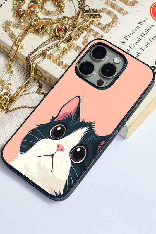 Dreamy Cat  Premium Glass Back Cover For iPhone 11,12,13,14,15,16 Models