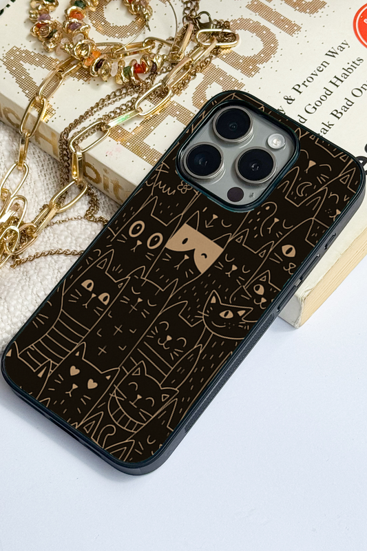 Meow You Too Premium Glass Back Cover For iPhone 11,12,13,14,15,16 Models