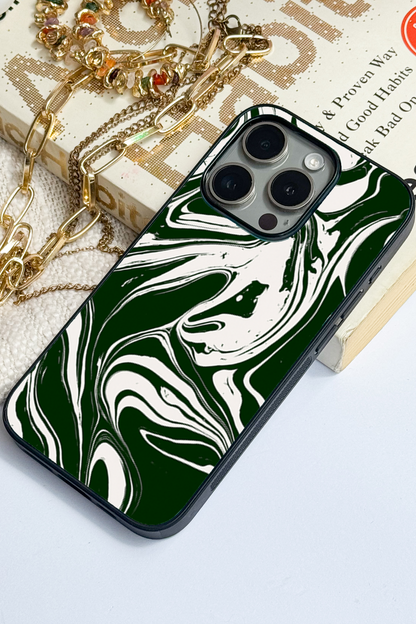 Grassy Marble   Premium Glass Back Cover For iPhone 11,12,13,14,15,16 Models