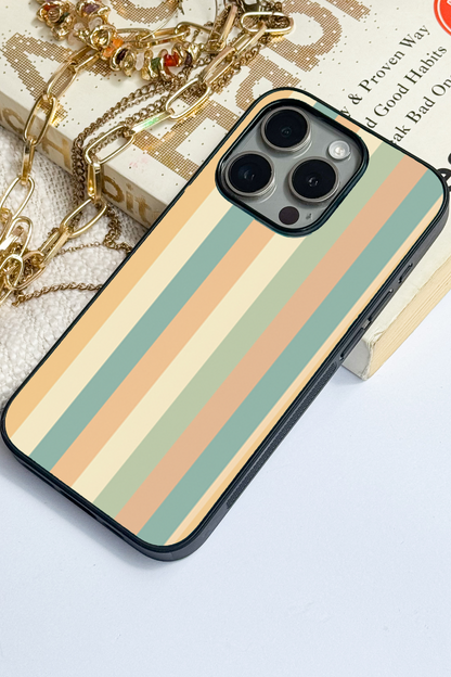 Abstract strips Premium Glass Back Cover For iPhone 11,12,13,14,15,16 Models