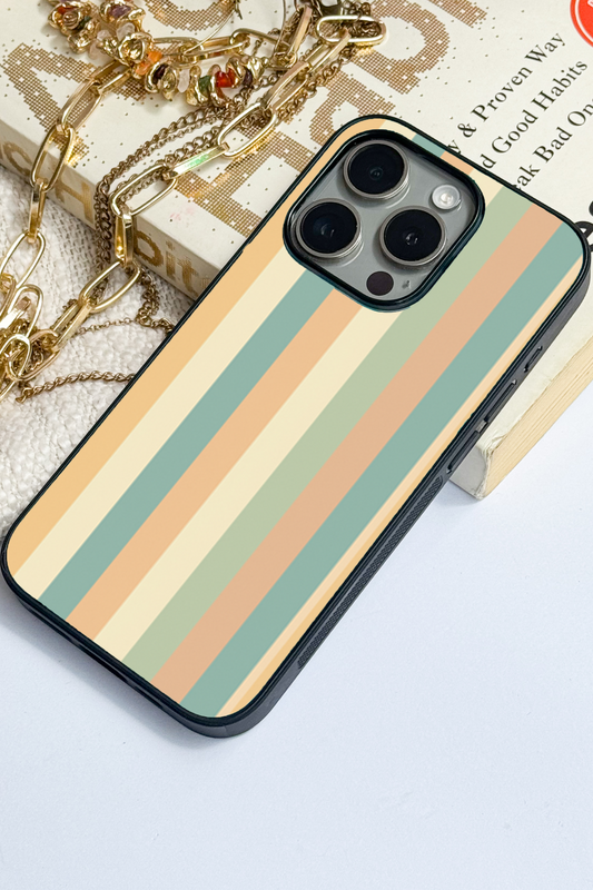 Abstract strips Premium Glass Back Cover For iPhone 11,12,13,14,15,16 Models