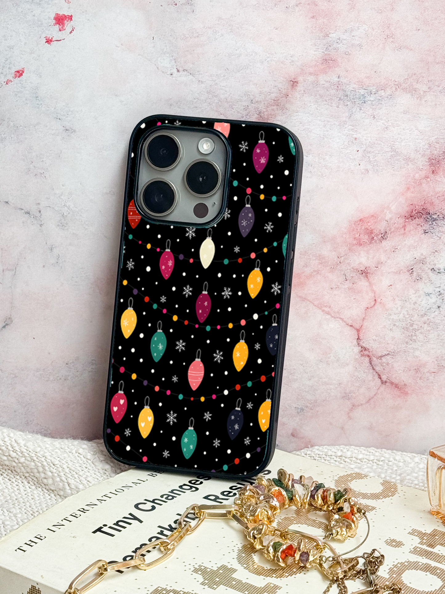 Cute Aesthetic Lights Premium Glass Back Cover For iPhone 11,12,13,14,15,16 Models