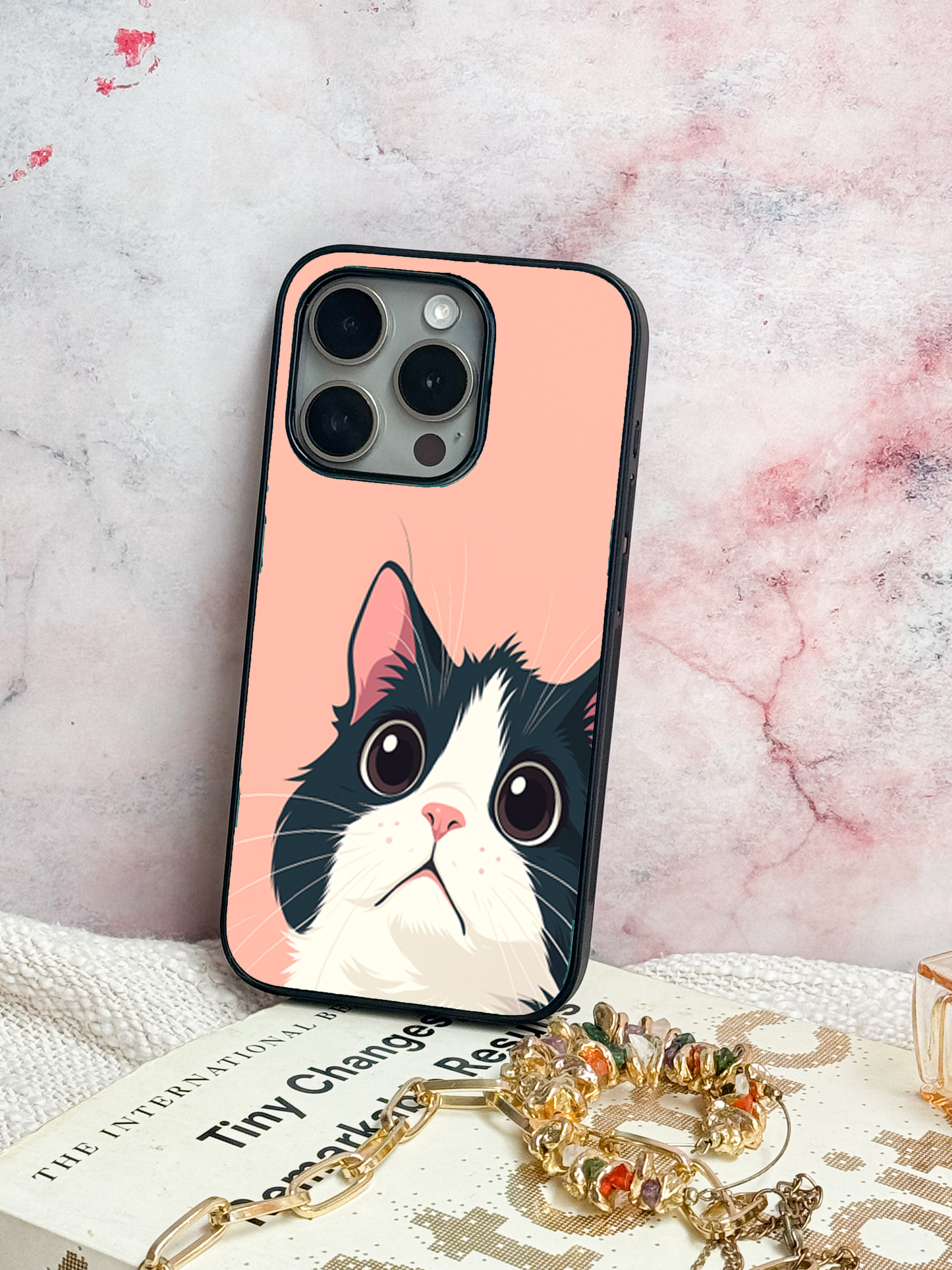 Dreamy Cat  Premium Glass Back Cover For iPhone 11,12,13,14,15,16 Models