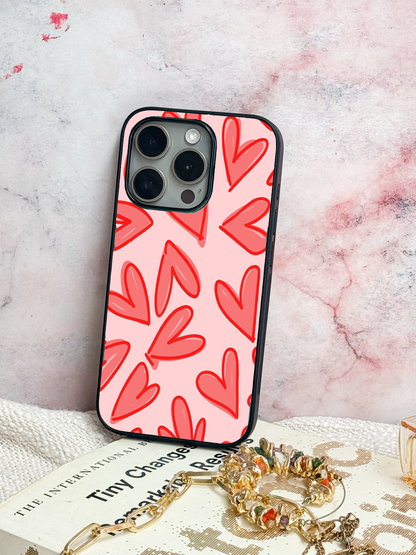 Love Doodles  Premium Glass Back Cover For iPhone 11,12,13,14,15,16 Models