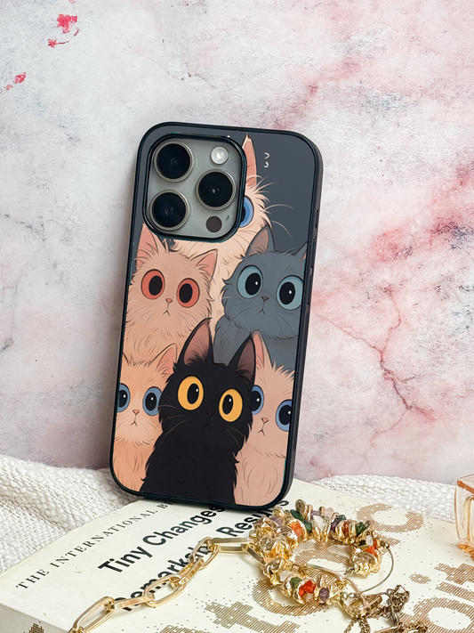 Kitty Mania  Premium Glass Back Cover For iPhone 11,12,13,14,15,16 Models