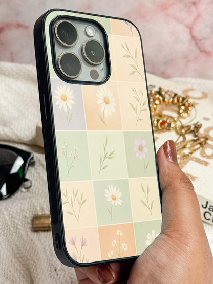 Sage Check Premium Glass Back Cover For iPhone 11,12,13,14,15,16 Models