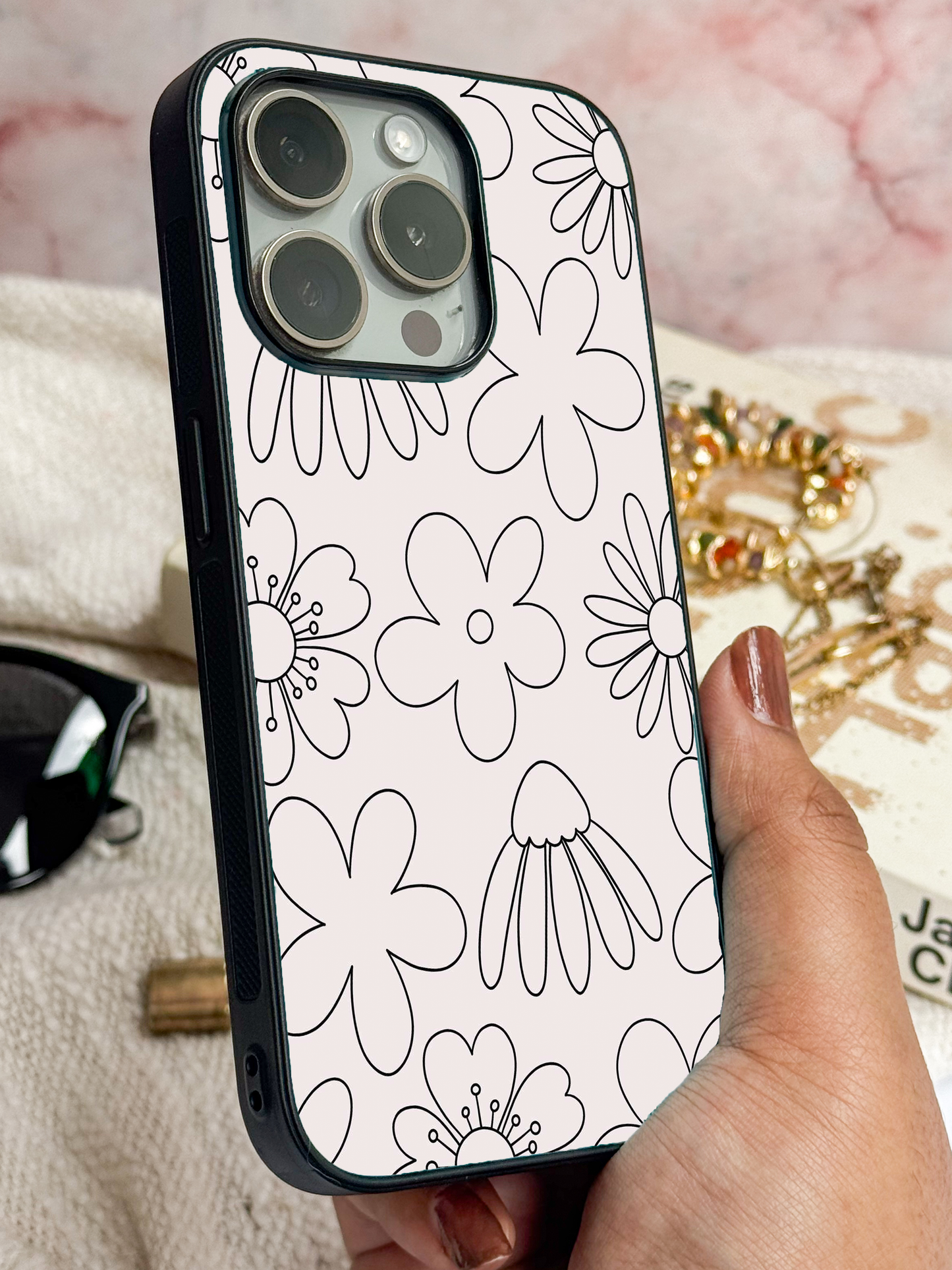 Outline Garden Premium Glass Back Cover For iPhone 11,12,13,14,15,16,17 Models