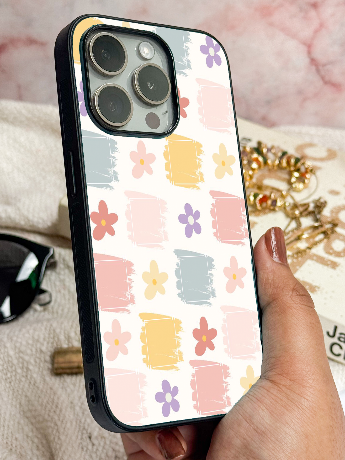 Pastel Play  Premium Glass Back Cover For iPhone 11,12,13,14,15,16,17 Models