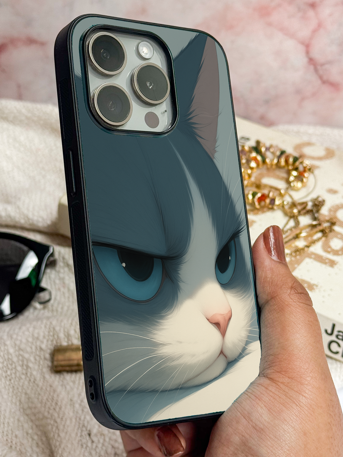 The Grump Cat Premium Glass Back Cover For iPhone 11,12,13,14,15,16 Models