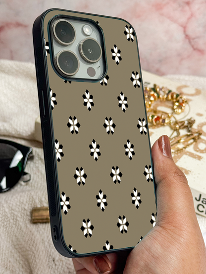 Taupe Trellis  Premium Glass Back Cover For iPhone 11,12,13,14,15,16 Models