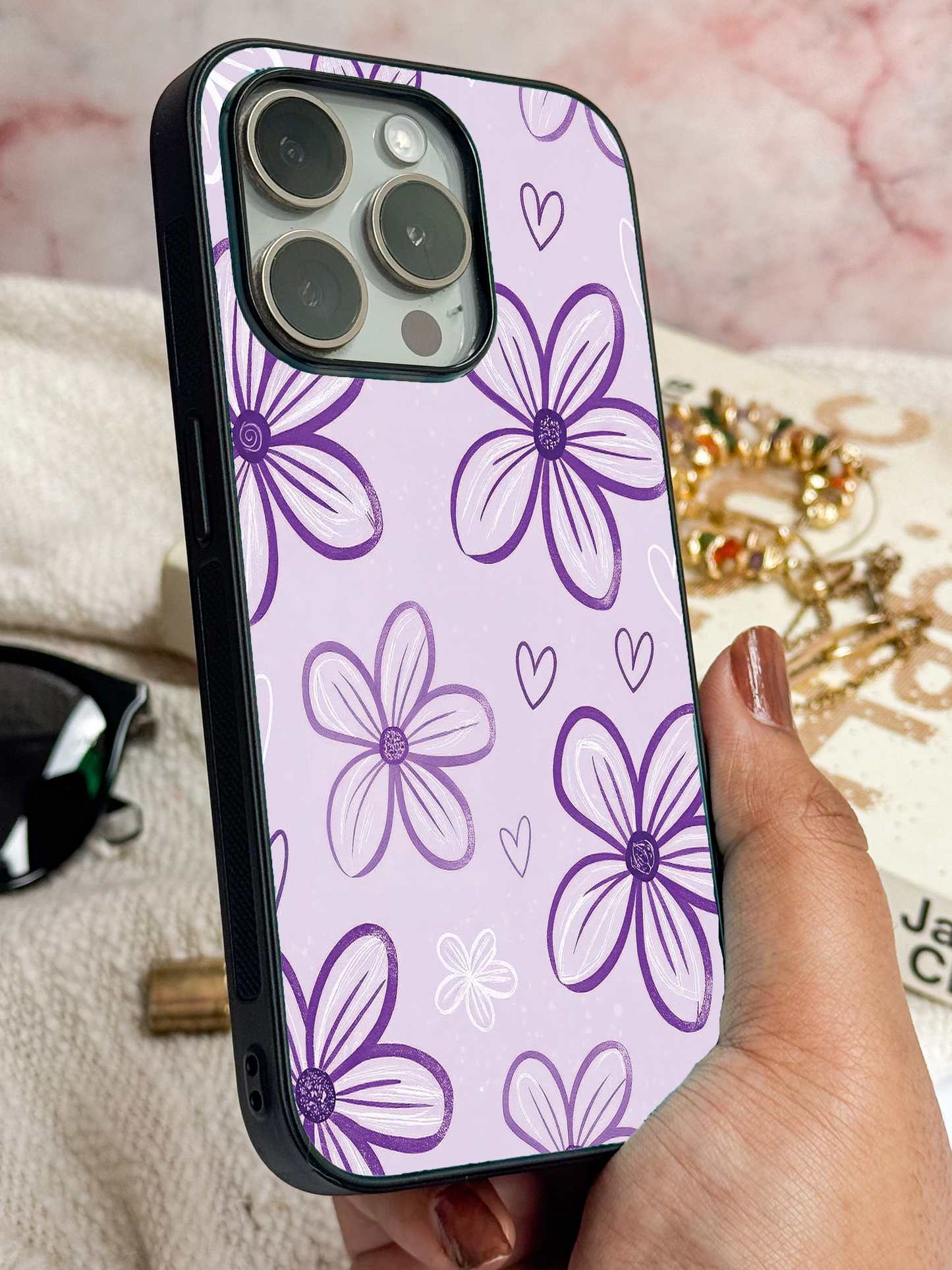 Lilac Bloom Premium Glass Back Cover For iPhone 11,12,13,14,15,16 Models