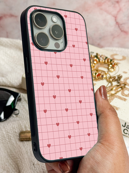 Scrap Book Hearts  Premium Glass Back Cover For iPhone 11,12,13,14,15,16 Models