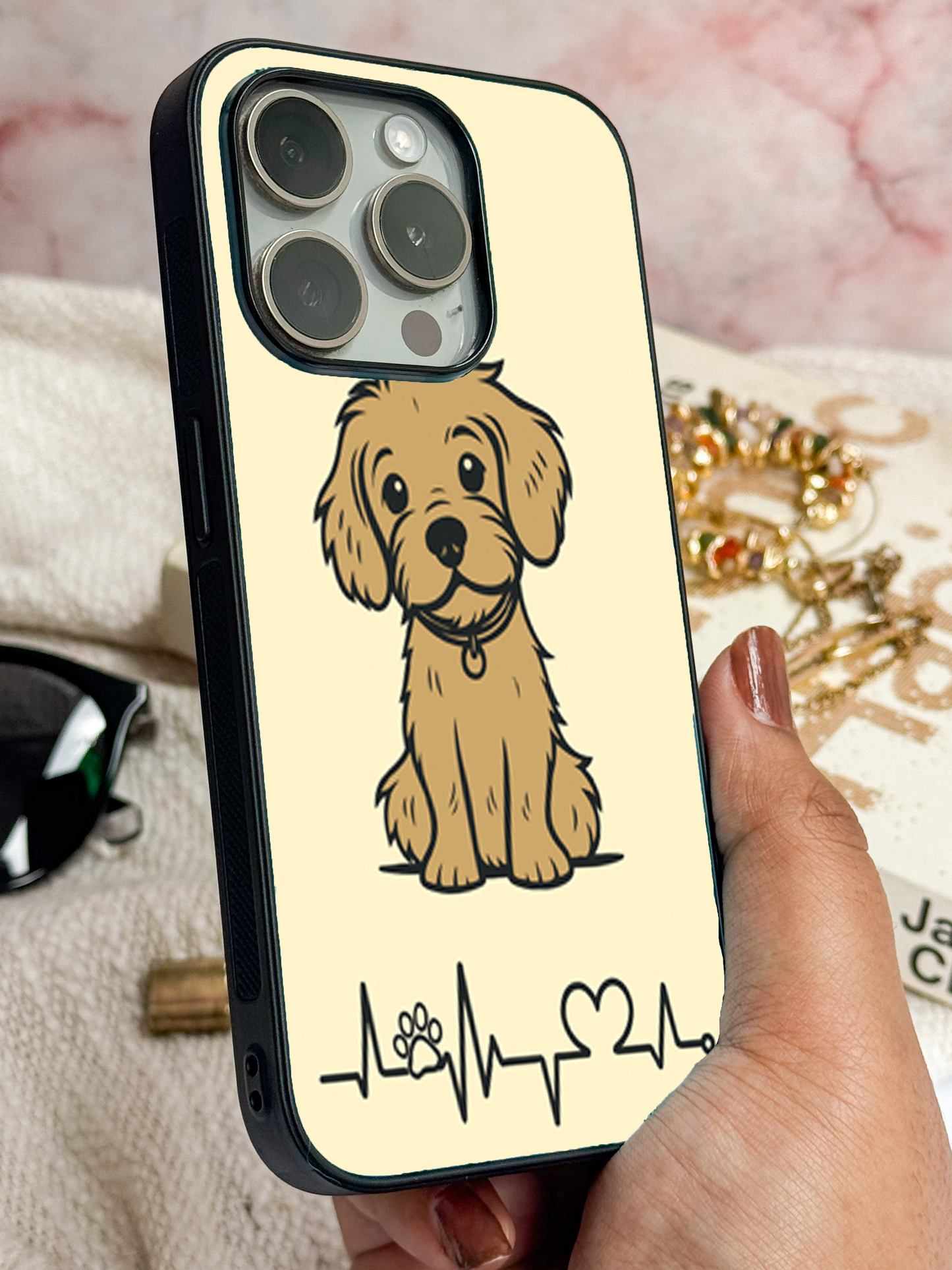 Pawfect Love Premium Glass Back Cover For iPhone 11,12,13,14,15,16,17 Models