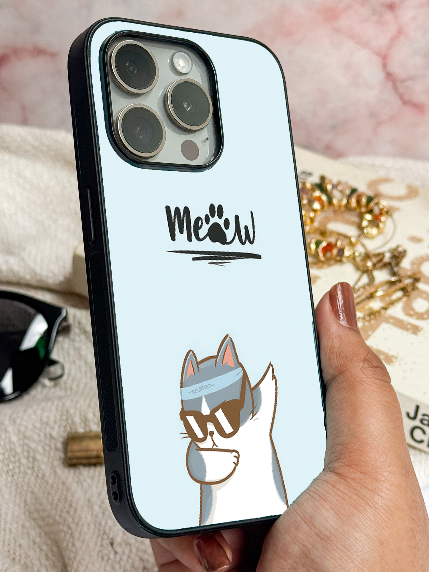 Cool Cat Premium Glass Back Cover For iPhone 11,12,13,14,15,16 Models
