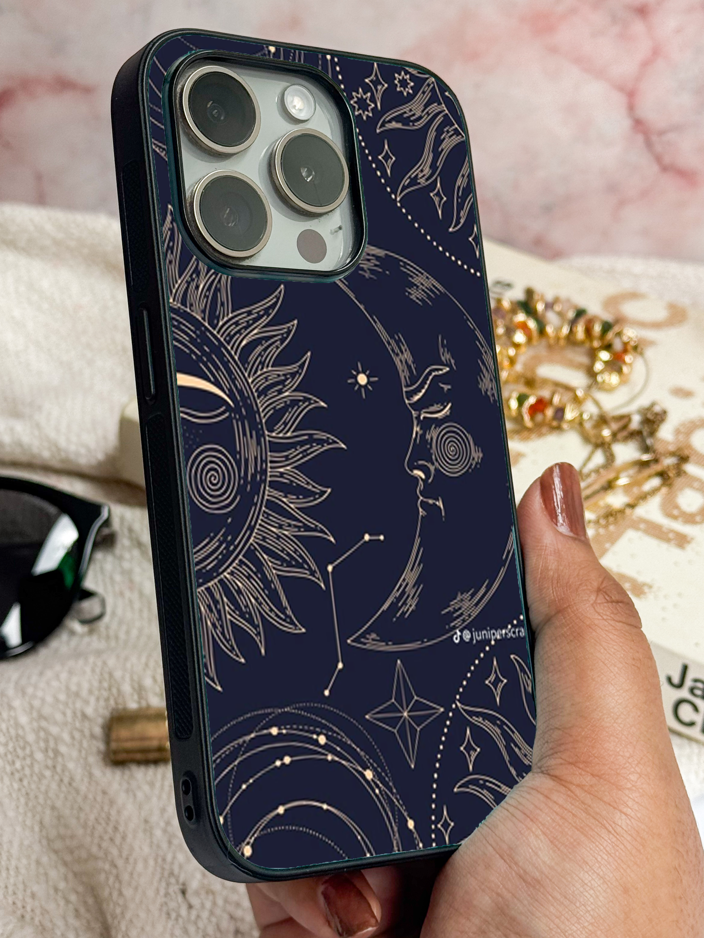Celestial Dreams Premium Glass Back Cover For iPhone 11,12,13,14,15,16 Models