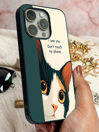 Sassy Cat Premium Glass Back Cover For iPhone 11,12,13,14,15,16 Models