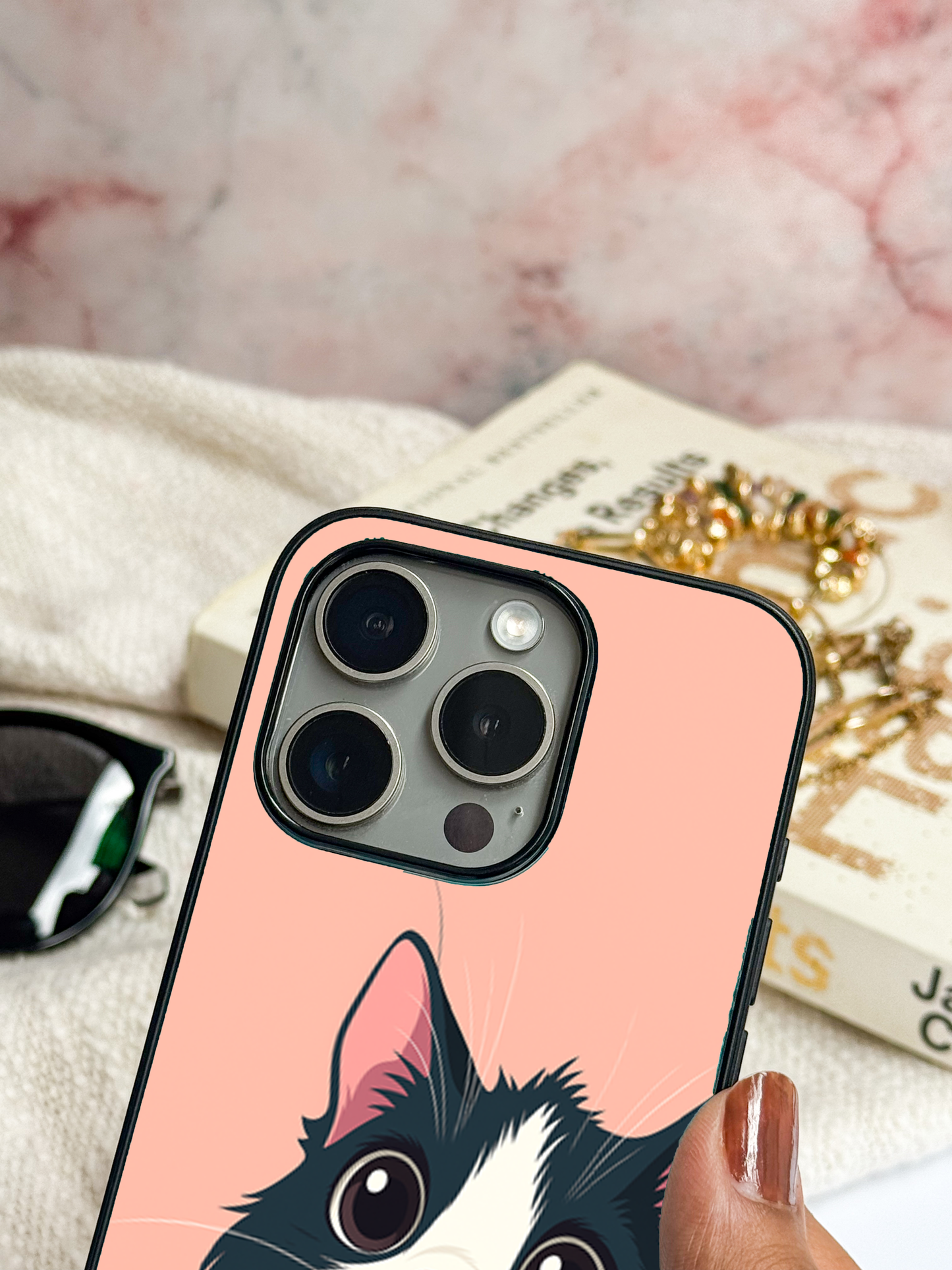Dreamy Cat  Premium Glass Back Cover For iPhone 11,12,13,14,15,16 Models