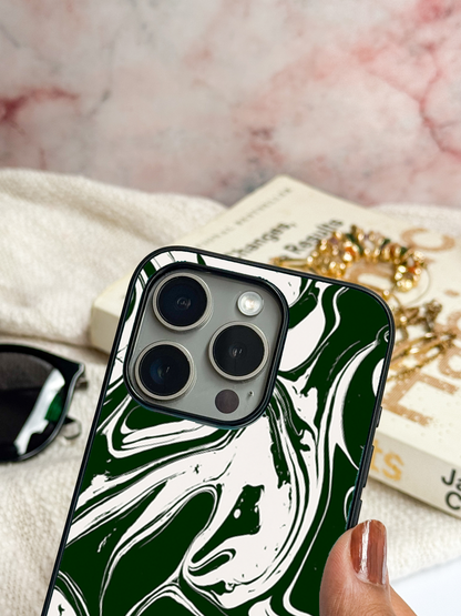 Grassy Marble   Premium Glass Back Cover For iPhone 11,12,13,14,15,16 Models