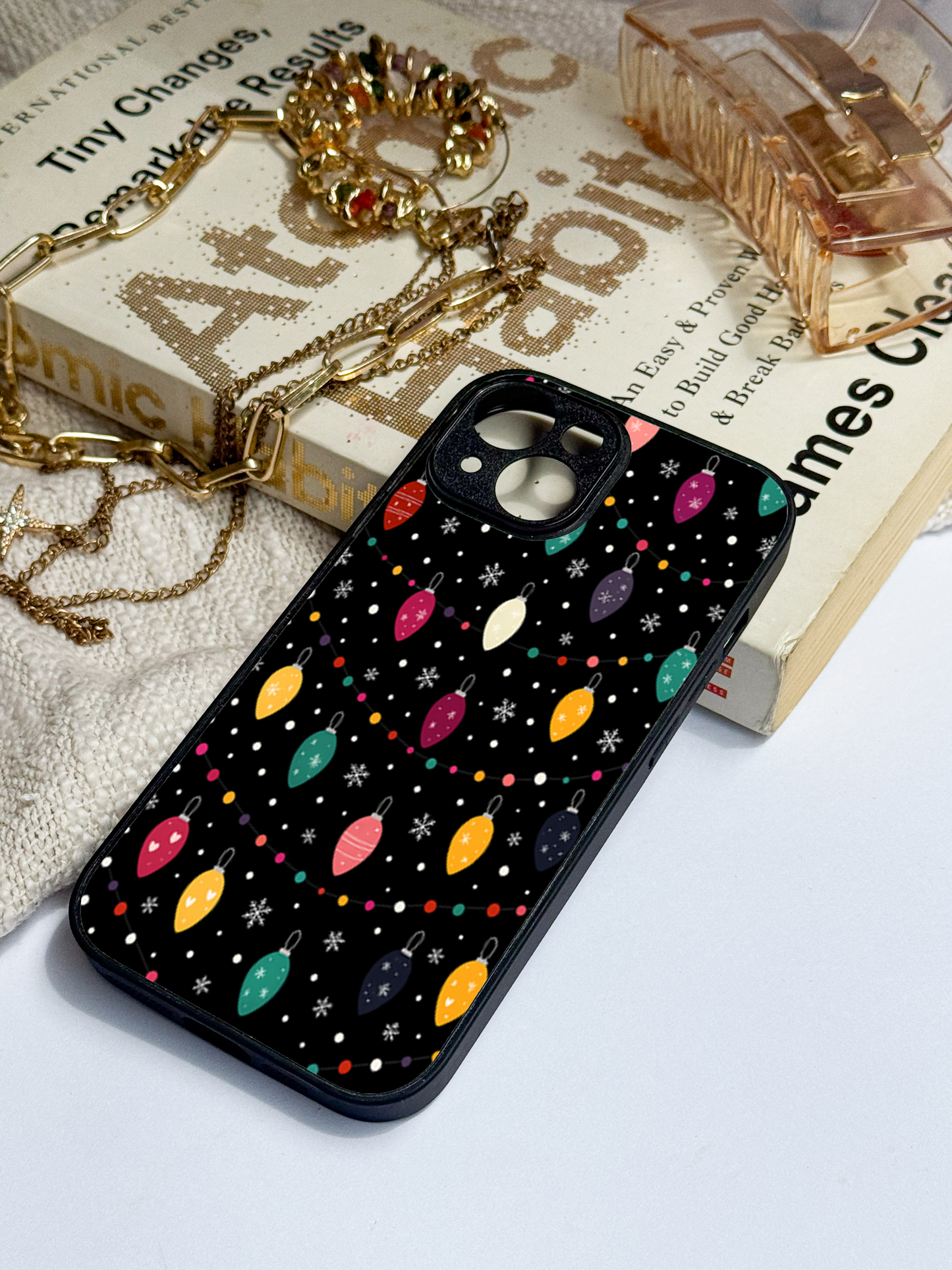 Cute Aesthetic Lights Premium Glass Back Cover For iPhone 11,12,13,14,15,16 Models